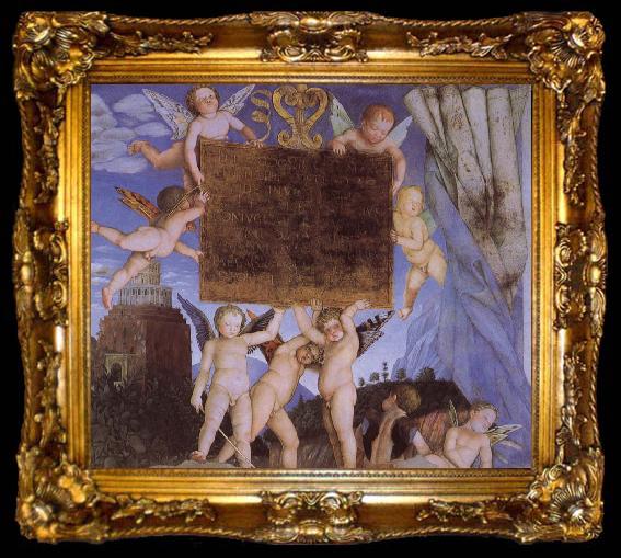 framed  Andrea Mantegna Putti Holding Dedicatory Tablet, ta009-2